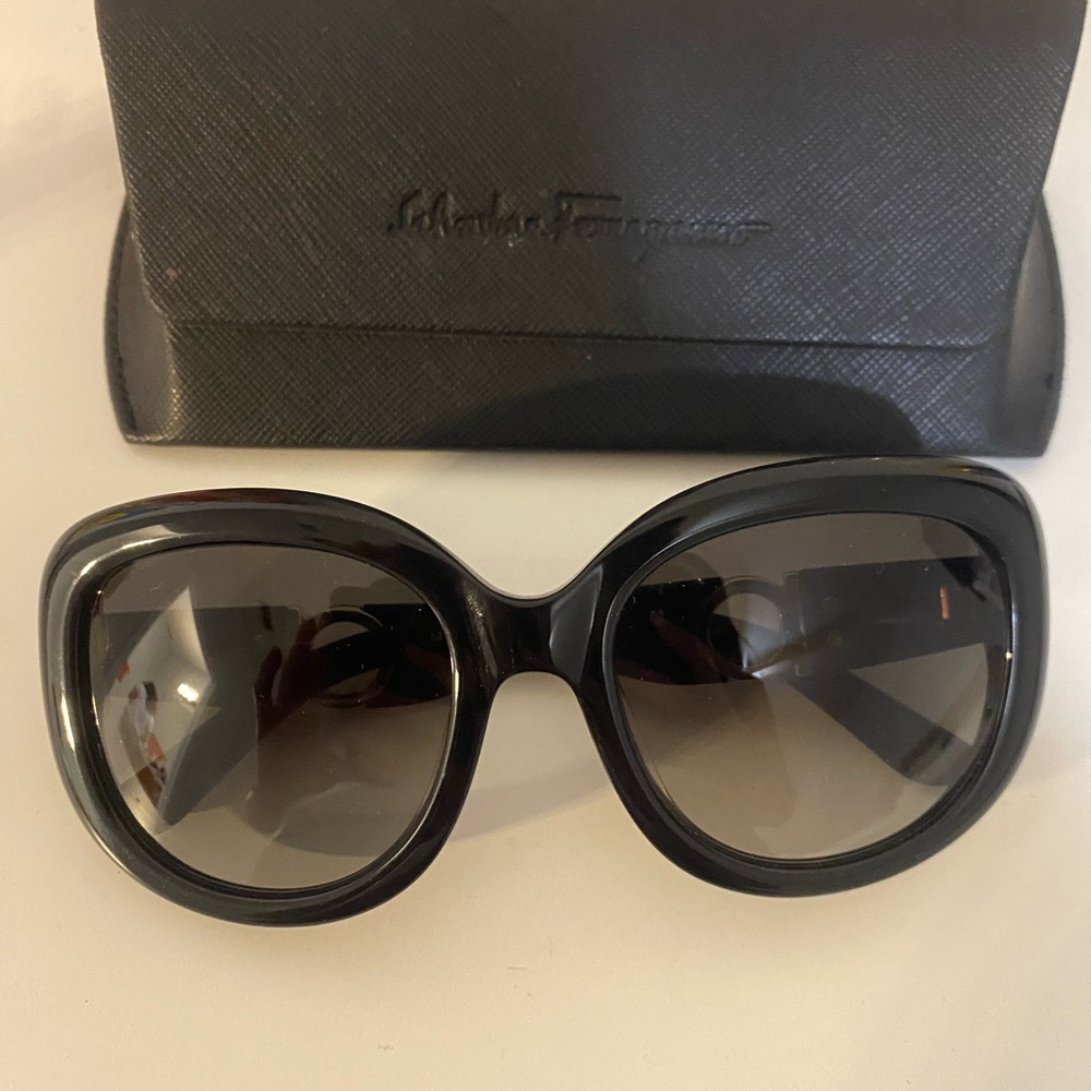 Salvatore Ferragamo Glossy Black Sunglasses